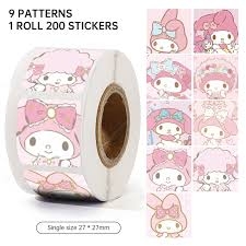 Cuộn 500 Sticker Melody Hồng