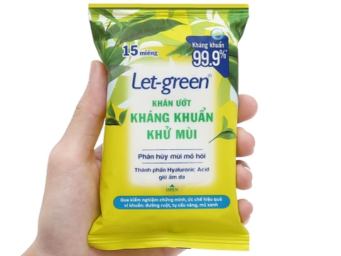 Khăn Ướt Letgreen Khử Mùi - 15 Miếng