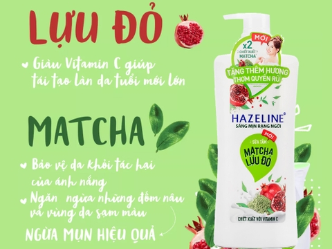 Sữa tắm Hazaline Matcha Lựu Đỏ - 900ml