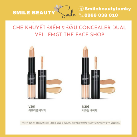 Che khuyết điểm 2 đầu Concealer Dual Veil FMGT The Face Shop