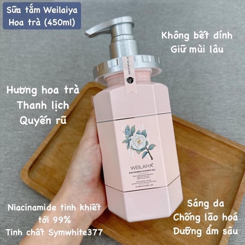 Sữa Tắm Trắng Da Hoa Trà Weilaiya Niacinamide Shower Gel 450ml