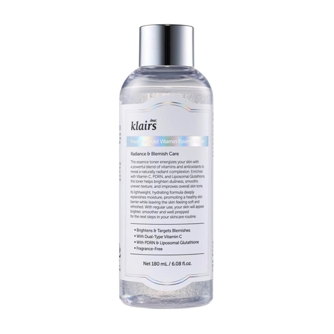 Toner Klairs Làm Sáng Da thuần chay 180ml