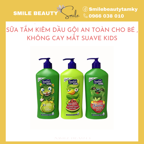 Sữa tắm gội xả cho bé, an toàn, không cay mắt Suave Kids