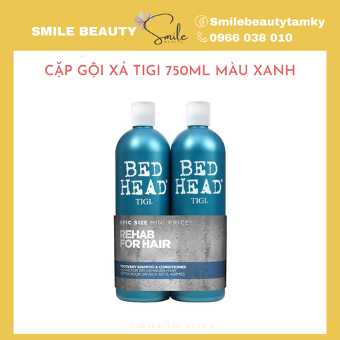 Cặp gội xả TIGI 750ml màu xanh