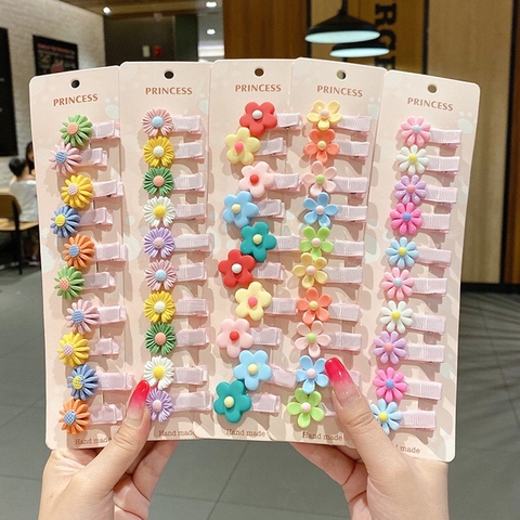 Set 10 Kẹp Tóc Hình Hoa / Trái Xinh Xắn