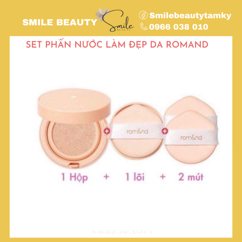 Sét Phấn nước làm đẹp da Romand [1 hộp + 1 lõi + 2 mút]