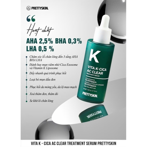 Serum phục hồi căng bóng Vita K Cica AC Clear Treatment Pretty Skin