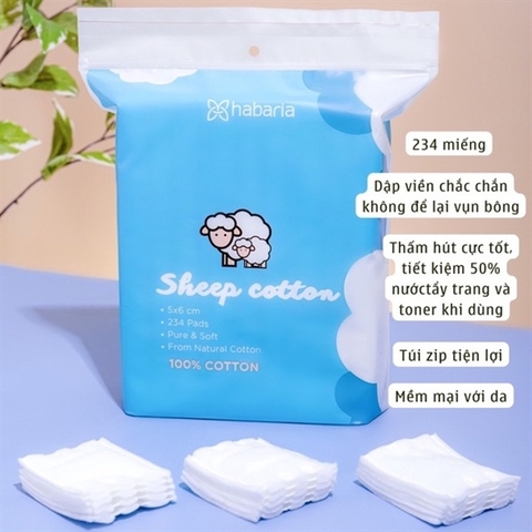 Bông Tẩy Trang Cừu Habaria Sheep Cotton 234 Miếng