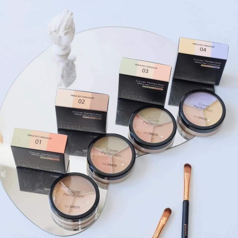 Che Khuyết Điểm The Saem Cover Perfection Triple Pot Concealer