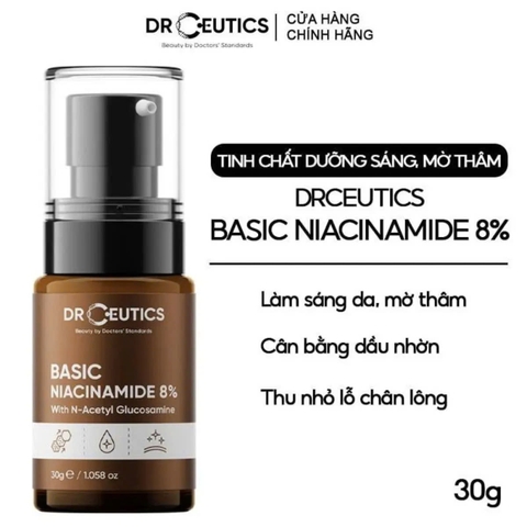 Serum DrCeutics B3 Niacinamide Basic 8% giảm thâm, sáng da, hỗ trợ kiềm dầu 30ml