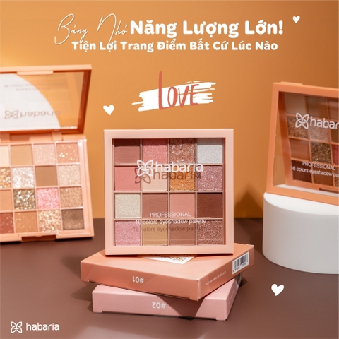 BẢNG PHẤN MẮT 16 Ô HABARIA PRO 16 COLORS EYESHADOW PALETTE
