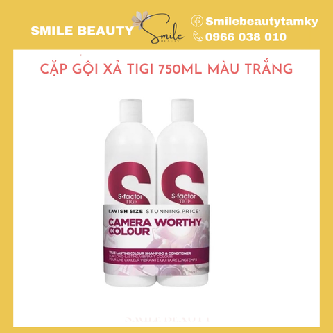 Cặp dầu gội xả Tigi 750ml màu trắng