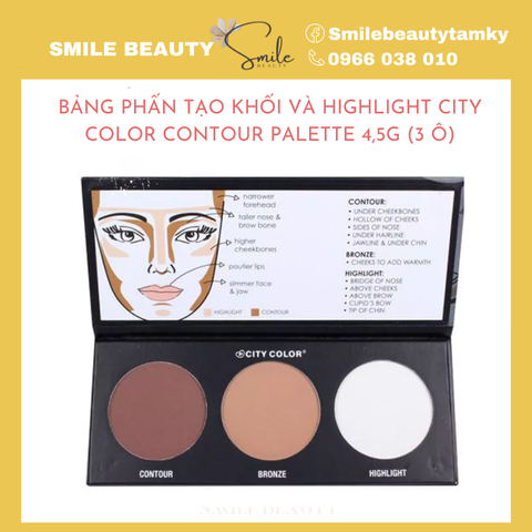 Bảng Phấn Tạo Khối Và Highlight City Color Contour Palette 4,5g (3 Ô)