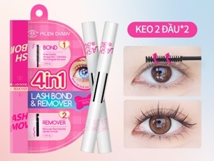 Keo 2 Đầu Mascara 4in1 kết hợp dung dịch tẩy keo Mlen Diary