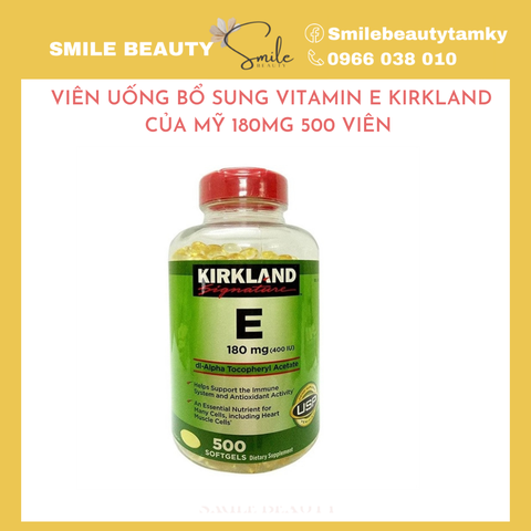 Viên uống bổ sung Vitamin E Kirkland của Mỹ 180mg 500 viên