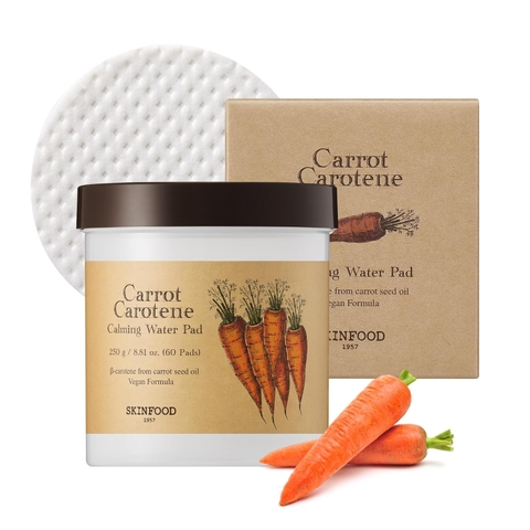 Toner Pad dưỡng dịu da SKINFOOD Carrot Carotene Calming Water Pad hộp 60 miếng