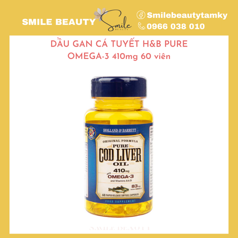 Dầu gan cá tuyết Hollanf & Barrett pure Omega-3 410mg 60 viên