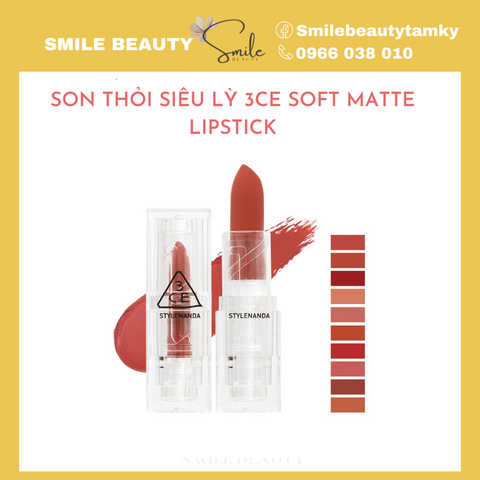 Son Thỏi Siêu Lì 3CE Soft Matte Lipstick