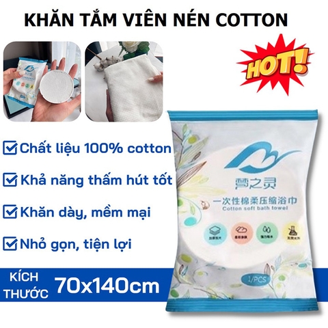 Khăn tắm nén cotton du lịch tiện lợi