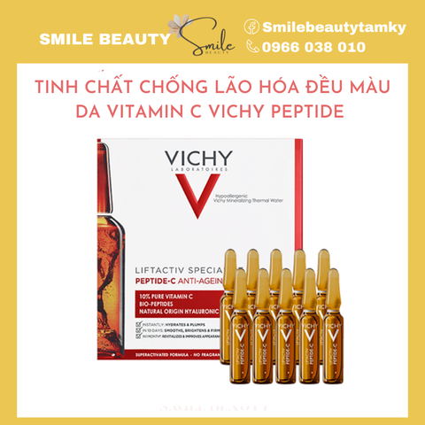 Tinh chất chống lão hoá đều màu da Vitamin C Vichy Peptide hộp 30 ống