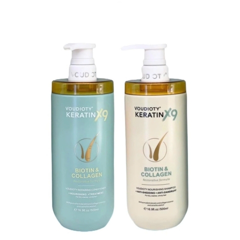 Bộ dầu gội xả Voudioty Keratin X9 Biotin & Collagen 500ml