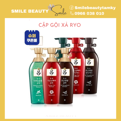 Combo Dầu gội + xả thảo dược cao cấp Ryo Hàn Quốc 400ml