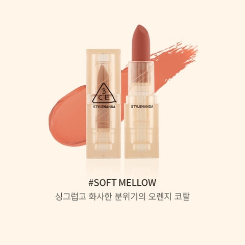 Son 3CE Soft Matte Lipstick Soft Mellow – Màu Cam San Hô