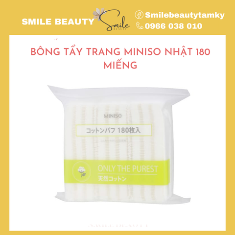 Bông tẩy trang Miniso Nhật Bản 180 miếng