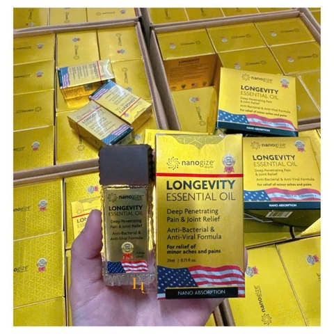 Dầu gió vàng Nanogize Longevity Essential Oil Mỹ 21ml