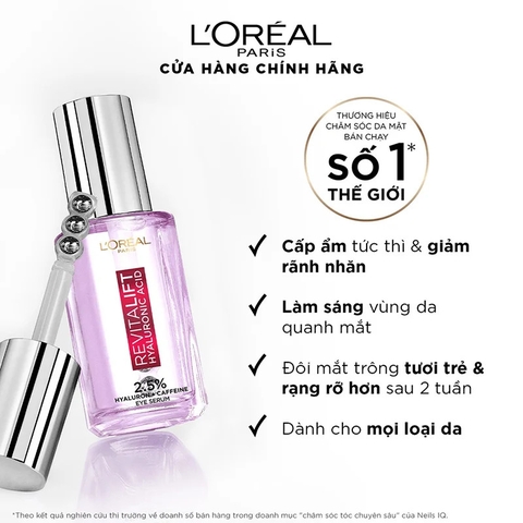 Serum mắt L'Oreal Paris Revitalift Hyaluronic Acid Eye Serum 20 ml