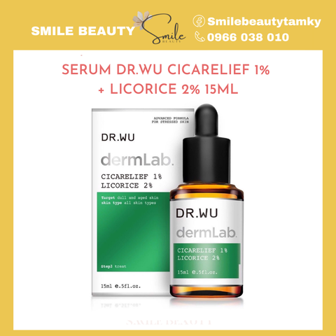 Serum Dr.wu dermlab dưỡng ẩm sâu, phục hồi, và giảm thâm 1% Cicarelief +2% licorice 15ml