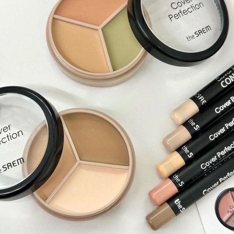 Che Khuyết Điểm The Saem Cover Perfection Triple Pot Concealer