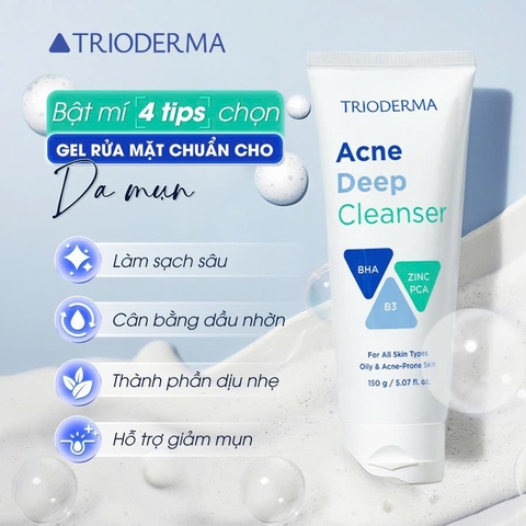 Sữa rửa mặt Trioderma Acne Deep Cleanser 150ML
