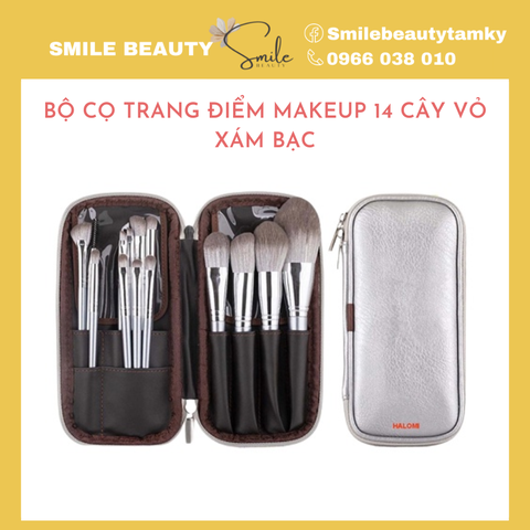Bộ cọ trang điểm makeup 14 cây vỏ xám bạc