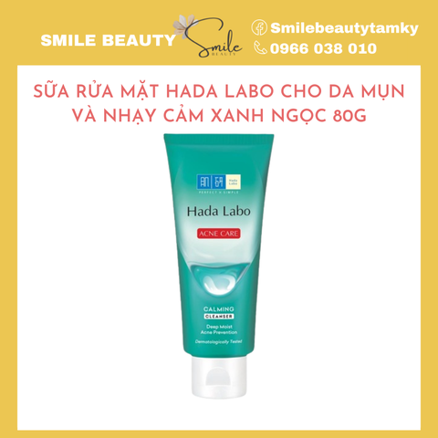 Sữa Rửa Mặt Hada Labo Cho Da Mụn Và Nhạy Cảm Xanh Ngọc 80g