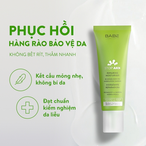 Kem phục hồi cho da dầu mụn Babe Stop AKN Repairing Moisturiser 50ml