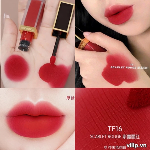 Son Kem Tom Ford Liquid Lip Luxe Matte 16 Scarlet Rouge Màu Đỏ Thuần