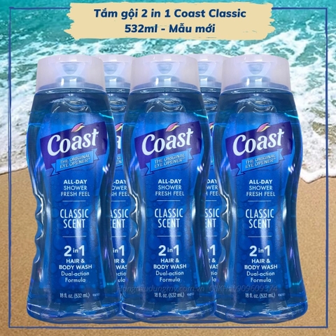 DẦU GỘI TẮM 2 IN 1 COAST CLASSIC 532ML (nam)