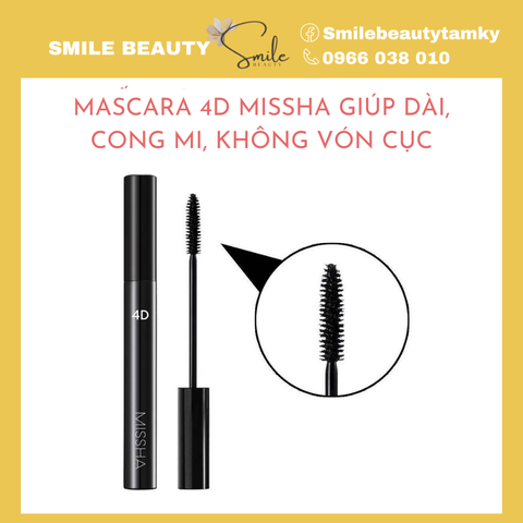 Mascara 4D Missha giúp dài, cong mi, không vón cục