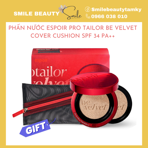 Phấn Nước Espoir Pro Tailor Be Velvet Cover Cushion SPF 34 PA++