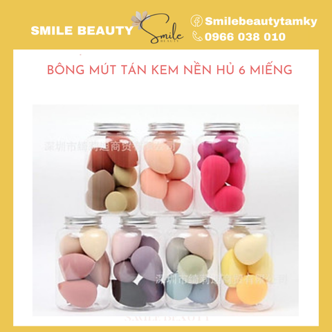 Bông mút tán kem nền hủ 6 miếng