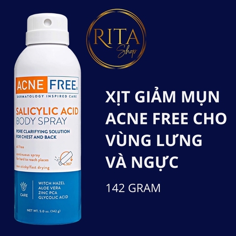 Chai xịt Acne Free Salicylic Acid Body Spray giảm mụn dành cho vùng lưng và ngực