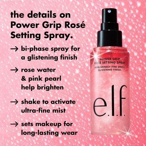 Xịt Giữ Lớp Trang Điểm ELF Power Grip Rose Dewy Setting Spray 80 ML