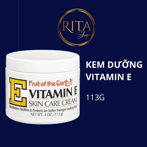 Kem dưỡng da dưỡng ẩm Vitamin E Fruit of the Earth skin care cream cho mặt tay và body chống lão hóa 113g
