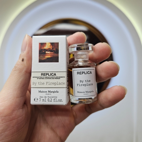 replica by the fireplace