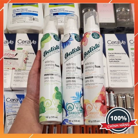 Dầu xịt gội đầu khô Batiste dạng bọt mới - Dry Shampoo Waterless Cleansing Foam 125 ml