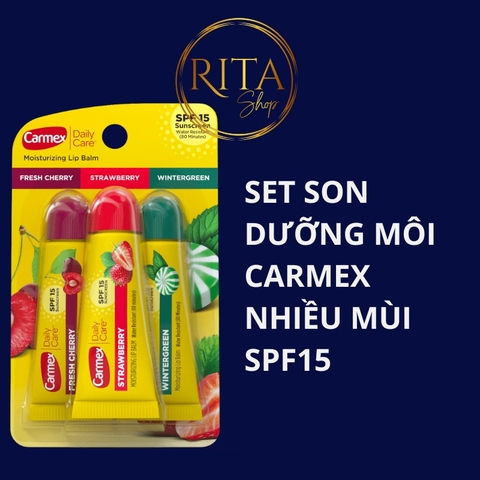 Set son dưỡng môi Carmex Moisturizing Lip balm Spf 15 nhiều mùi