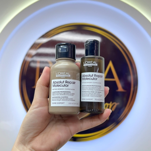 Bộ dầu gội và serum tóc Loreal Absolut Repair Molecular
