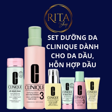 Set Clinique Great Skin Everywhere dưỡng ẩm cho da dầu, hỗn hợp thiên dầu giúp da căng bóng