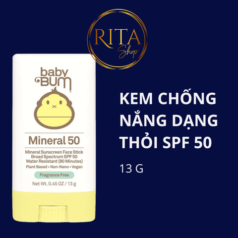 KCN Vật Lý Dạng Thỏi Baby Bum Mineral Sunscreen Face Stick SPF 50 Fragrance Free